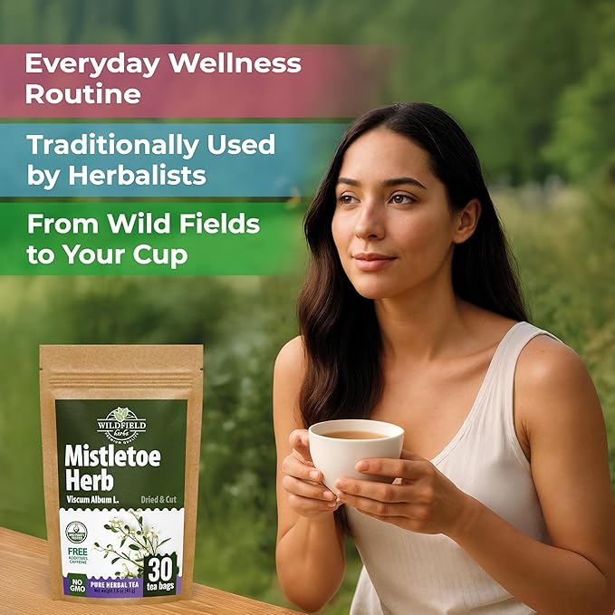 30 Bags Dried Mistletoe Herb Tea (Viscum) - 30 Count 1.5g Tea Bags Mistletoe Herb Muerdago