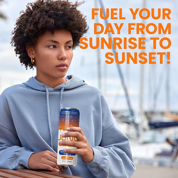 JUNO ENERGY Drink Unflavored Sparkling - Sugar Free Electrolytes, 125mg Organic Caffeine from Green Coffee Beans with Celtic Salt, Potassium & Calcium for Hydration & Energy - 12 Pack