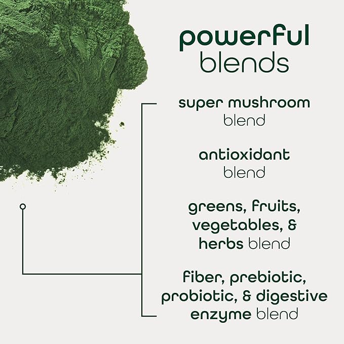 Zena Nutrition Organic Super Greens Powder, 70+ Superfoods, 0 Sugar, 3G Fiber, Spirulina, Chlorella, Mushrooms, Prebiotics/Probiotics, Digestive Enzymes for Gut Health, Mango, 30 Drink Mix Packets