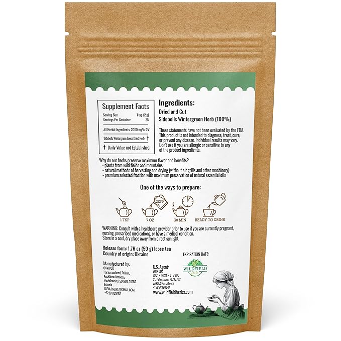 1.8 oz. Dried Cut Sidebells Wintergreen Herb Tea (Orthilia Secunda) - 50 g One-Sided Wintergreen Herbal Tea Orthilia (Peralito)