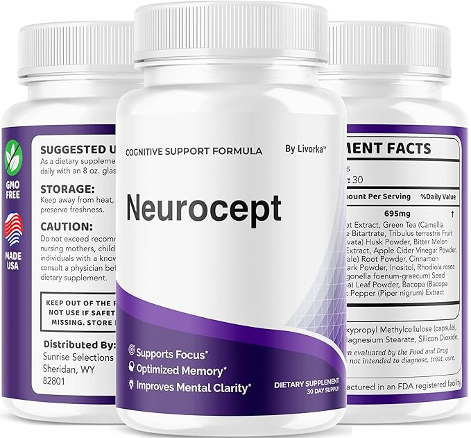 (5 Pack) Neurocept Brain Supplement Capsules - Official Neuro cept Brain & Memory Focus Support Advanced Formula, Neurocept Pills Daily Support for Overall Health & Wellness, 300 Capsules for 5 Months