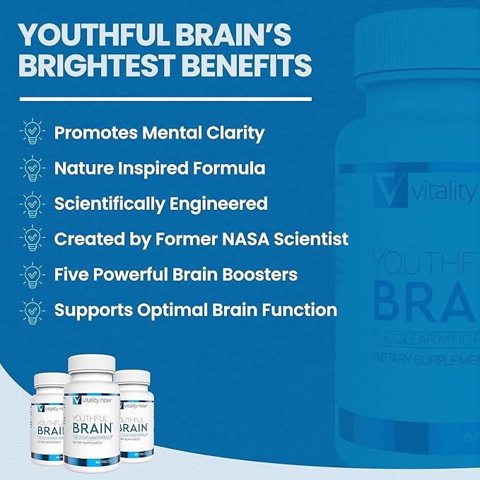 Youthful Brain 2 Bottle Bundle - Memory & Brain Health Support Supplement - Brain Booster Clarity with Bacopa Monnieri, Ginkgo Biloba, B12-60-Day Supply (120 Count)