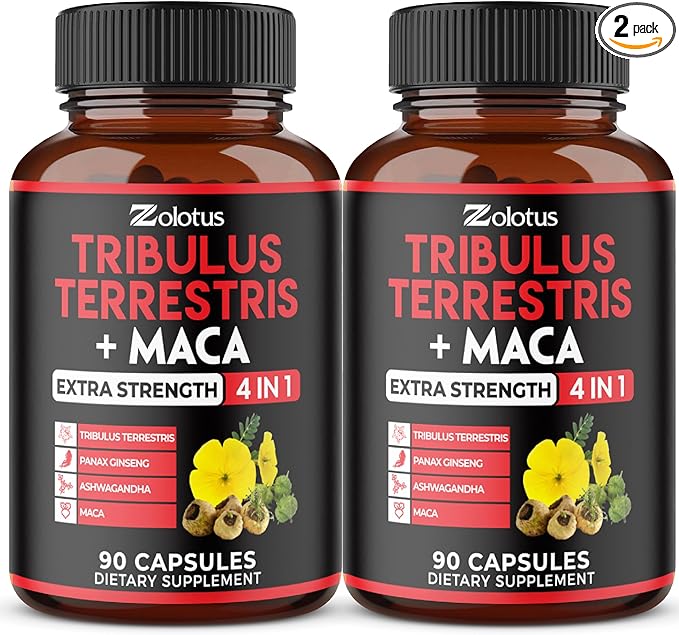 Zolotus 2 Packs Tribulus Terrestris with Maca Root Ashwagndha Root, Panax Ginseng - 6 Months Supply