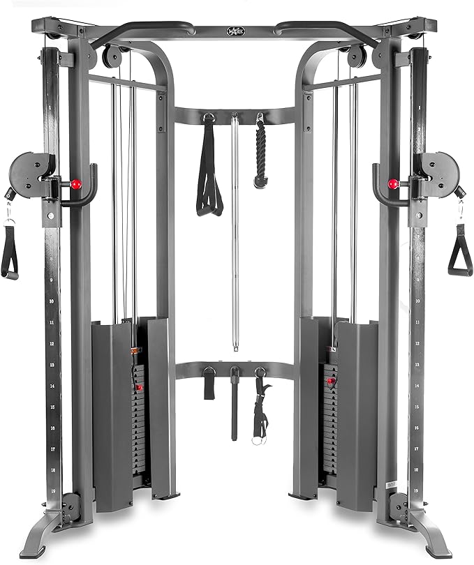 XMARK Functional Trainer with Dual Weight Stacks, All-in-One Cable Machine & Crossover for Full Body Strength Training at Home or Garage Gym