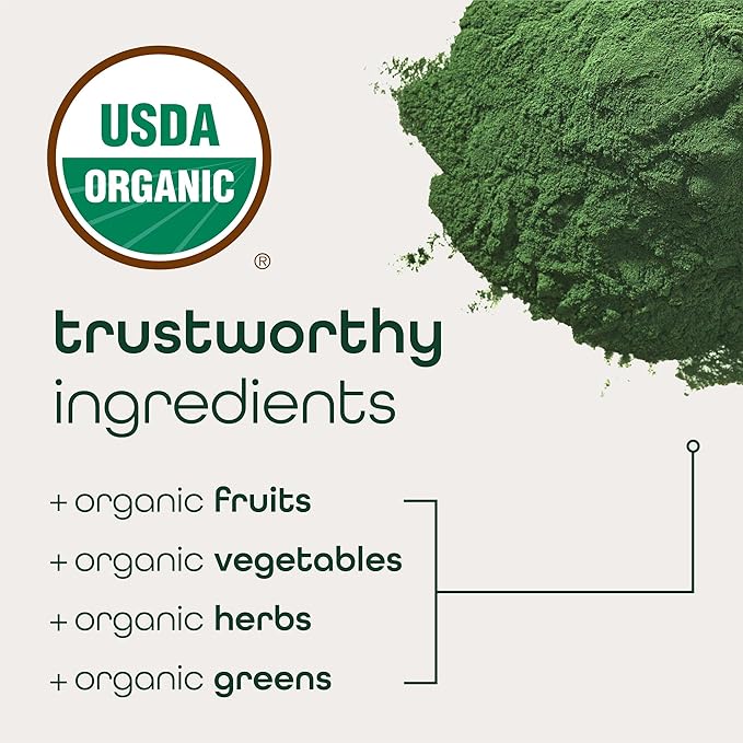 Zena Nutrition Organic Super Greens Powder Variety Pack, 70+ Superfoods, 0 Sugar, 3G Fiber, Spirulina, Chlorella, Antioxidants, Prebiotics/Probiotics, Digestive Enzymes, 21 Drink Mix Packets