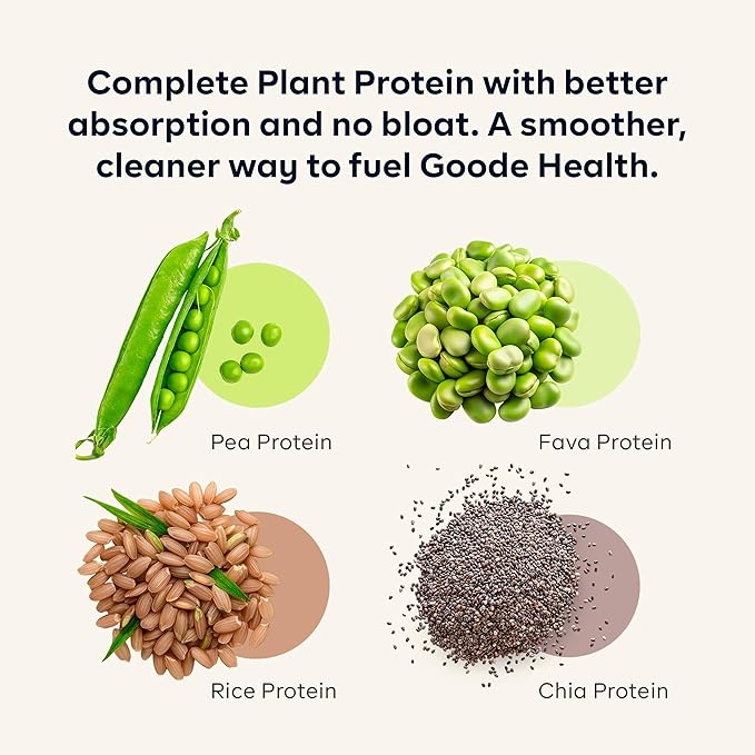 Goode Health Meal Replacement Shake, Moroccan Chocolate - 15g Plant-Based Vegan Protein Powder - High Fiber Meal Replacement Shake - Dairy Free, Gluten Free, Zero Sugar - GLP-1 Friendly