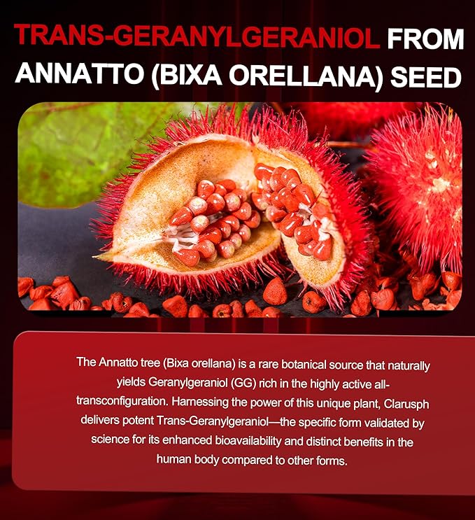 Energy Supplement Geranylgeraniol GG 300mg, Trans-Geranylgeraniol Supplement with Vitamin E for CoQ10, Annatto-Derived GG - Energy Supplements for Men, 30 Softgels