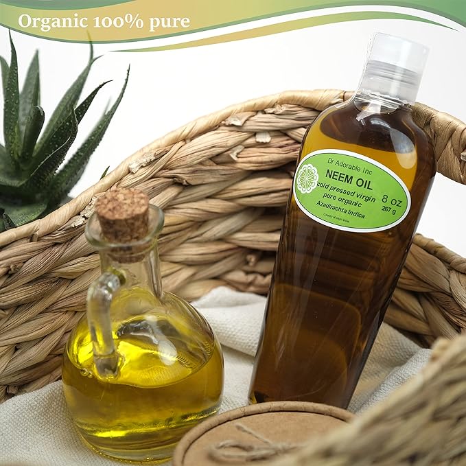 Dr Adorable - 8 oz - Neem Oil - Unrefined 100% Pure Natural Organic Cold Pressed