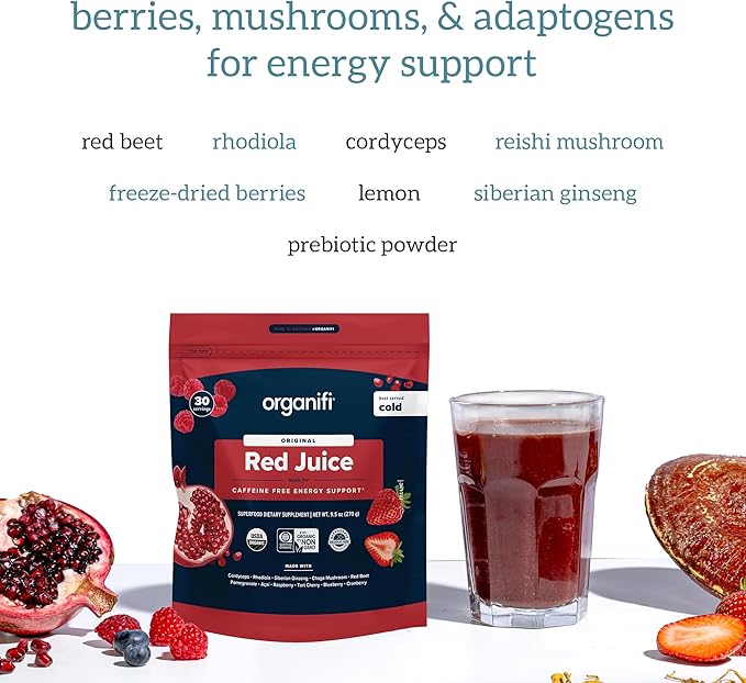 Organifi Green Juice and Red Juice Bundle - 30 Day Supply - Delicious, Refreshing Organic Superfood Supplement Powder With Antioxidants for Energy and Stress Relief Support - No GMO, Gluten, or Soy