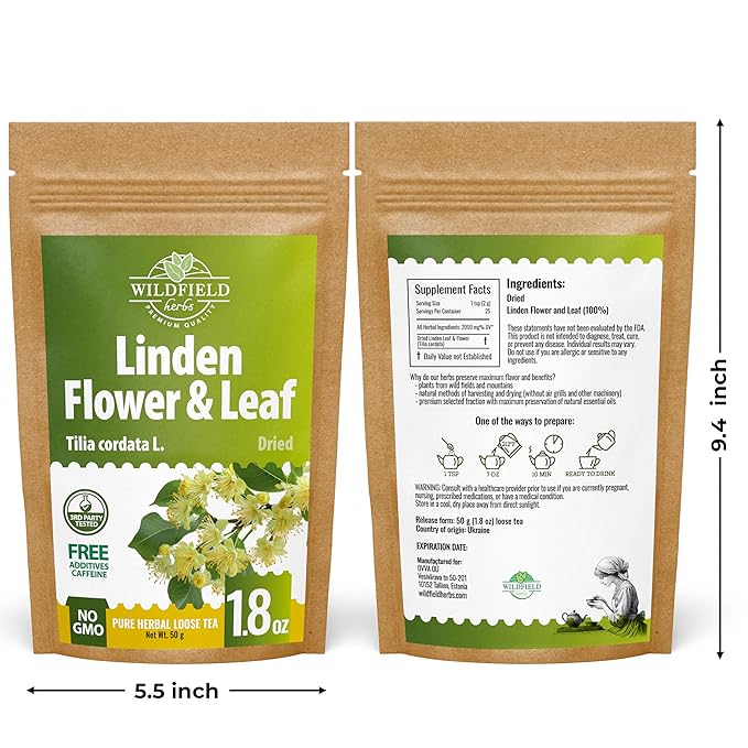 1.8 oz. Linden Tea Loose Leaf Te De Tilo Dried Linden Blossom Herb (Tilia Cordata) - 50g Tea Herbal Lipa Tila