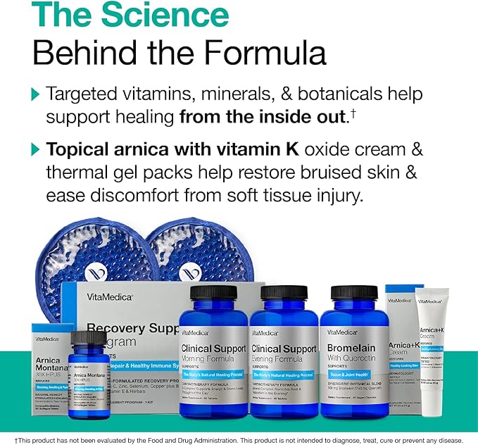 VitaMedica | Ultimate Recovery Bundle | Surgery Prep | Wound Healing | Supplements | Arnica K Oxide Cream | Hot Cold Packs | 30 Day Supply | Arnica Montana | Bromelain | Vitamin A | B Complex