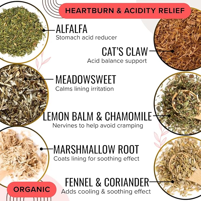 ACID BELLY TEA – Organic Herbal Blend for Digestive Comfort – Helps Ease Occasional Heartburn, Acidity, and Stomach Pain – Formulated by Master Herbalist Khabir – Non-GMO, No Additives