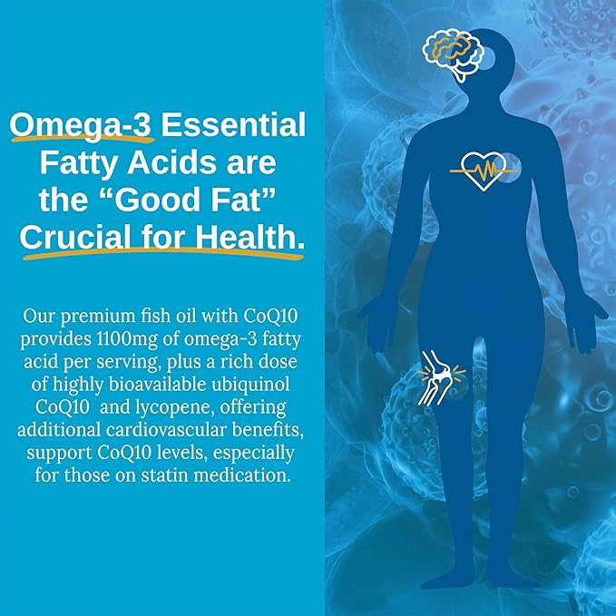 Xtendlife Omega 3 QH Premium CoQ10 Fish Oil - with DHA, EPA, and Ubiquinol - Includes Astaxanthin and Lycopene for Heart, Brain, Joint, and Skin Health - 1 Month Supply (60 Count)