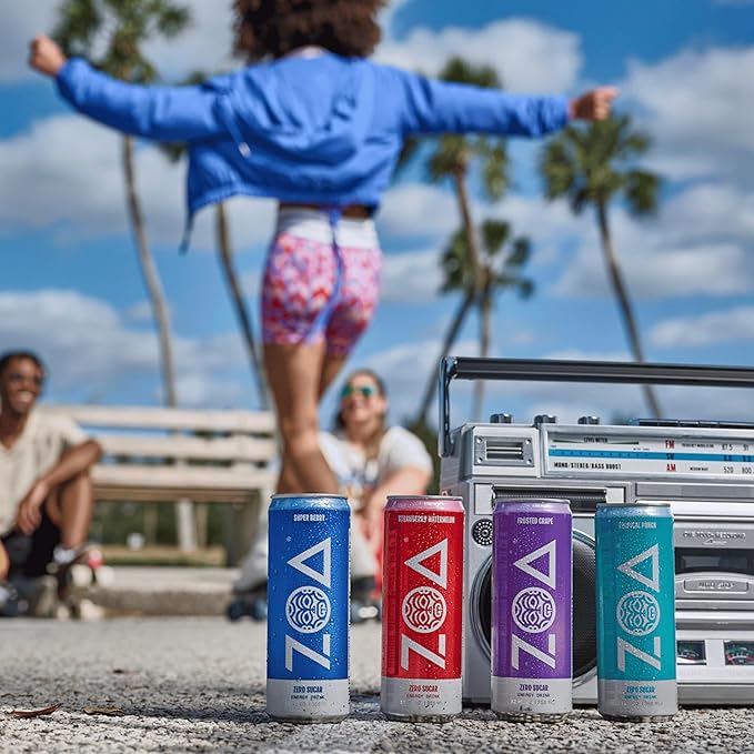 ZOA Zero Sugar Energy Drinks, Super Berry - Sugar Free with Electrolytes, Healthy Vitamin C, Amino Acids, Essential B-Vitamins, and Caffeine from Green Tea - 12 Fl Oz (12-Pack)