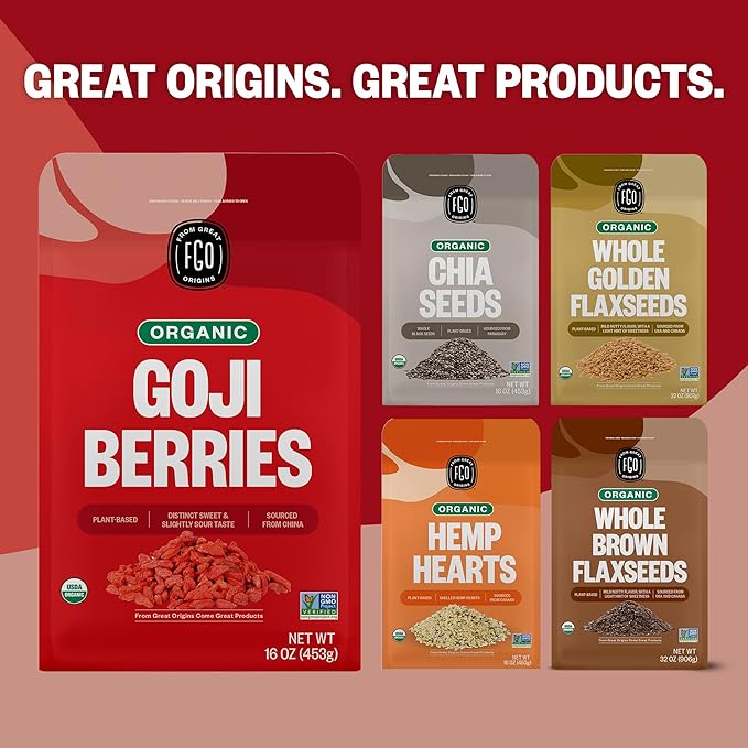 FGO Organic Goji Berries, Large & Chewy, from Ningxia, 32oz (Pack of 1)