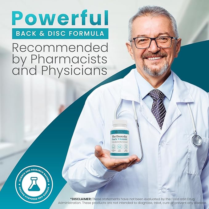 Zen Nutrients The Everyday Back Vitamin for Lower Back Relief & Nerve Function Support Supplement - Back, Disc and Nerve Relief with Alpha Lipoic Acid, Turmeric & Glucosamine (60 Capsules)