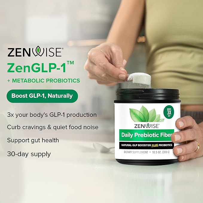 Zenwise Health ZenGLP-1, Natural GLP-1 with Metabolic Probiotics to Help Control Hunger & Cravings and Support Digestive Health - GLP-1 Supplement Support for Women & Men - 30-Day Serving