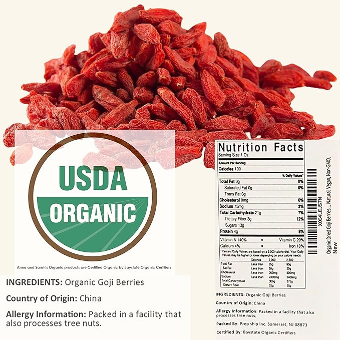 Anna and Sarah Organic Dried Goji Berries 3 Lbs in Resealable Bag