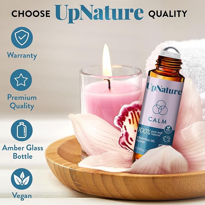 UpNature Calm Essential Oil Roll On - Self Care Relaxation Gifts for Women - 100% Natural Stress Relief Aromatherapy Blend