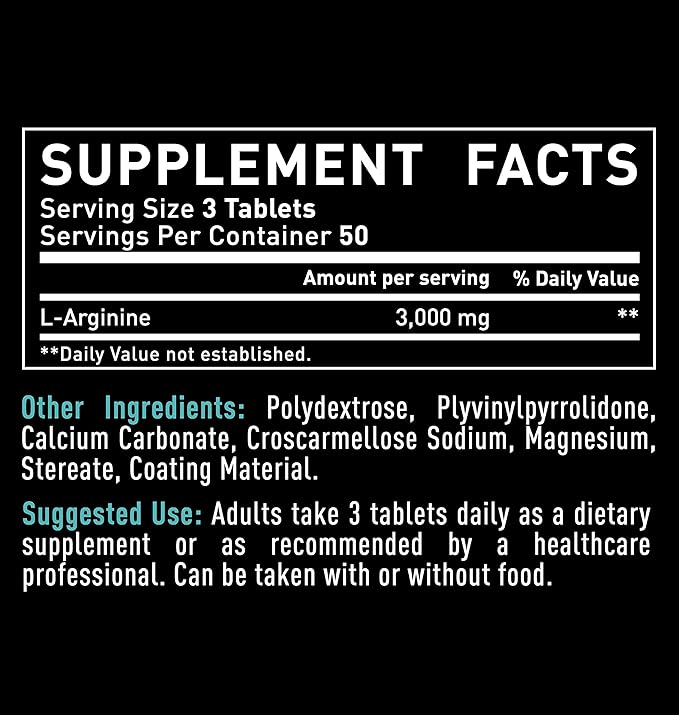 Zeal Naturals L Arginine 3000mg Capsules (150 Tablets | 1000mg) Maximum Dose L-Arginine Nitric Oxide Supplement for Supporting Muscle Growth, Vascular Function and Energy - Nitric Oxide Booster