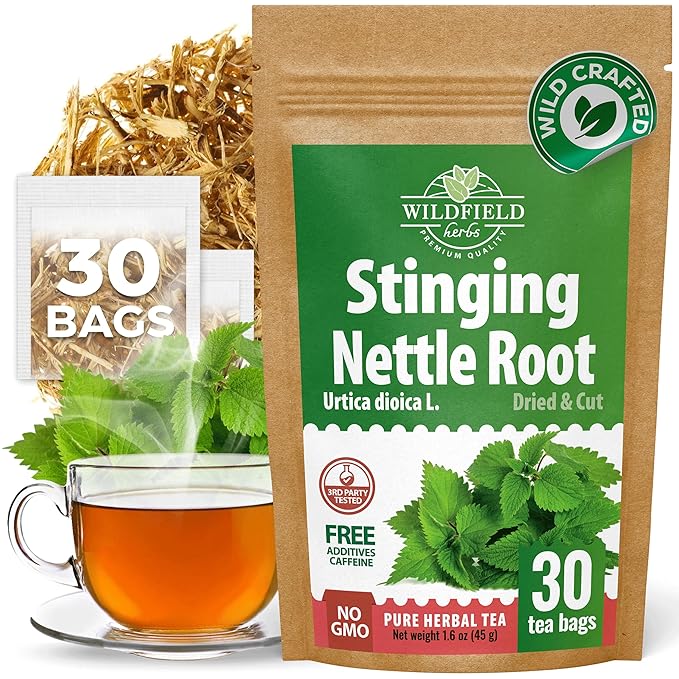30 Bags Nettle Root Dried Stinging Nettle Root Herbal Tea - 30 Count 2g Bags Herb Tea Raíz De Ortiga