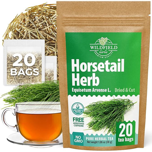 20 Bags Dried Horsetail Herb Tea Shavegrass Cola De Caballo Hierba (Equisetum Arvense) - 20 Count 1.5 g Tea Bags Horsetail Leaf Leaves Herb
