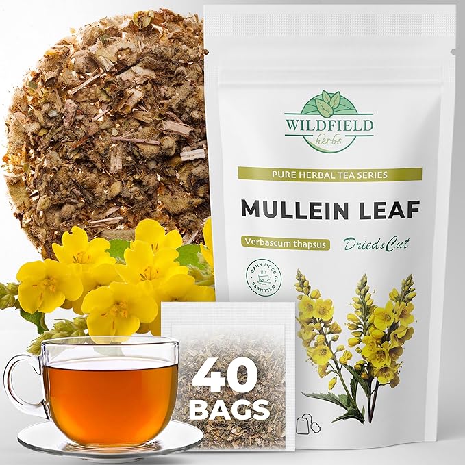 40 Bags Mullen Tea Mullein Tea Leaf (Verbáscum L.) - 40 Count 1.5g Bags Mullen Leaves Mullein Loose Leaf Hoja De Gordolobo