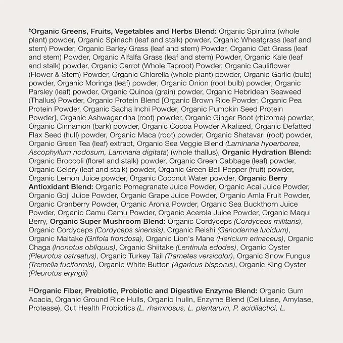 Zena Nutrition Organic Super Greens Powder Variety Pack, 70+ Superfoods, 0 Sugar, 3G Fiber, Spirulina, Chlorella, Antioxidants, Prebiotics/Probiotics, Digestive Enzymes, 21 Drink Mix Packets