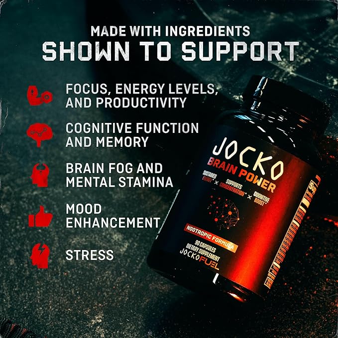 Jocko Fuel Brain Power - Nootropic Dietary Supplements for Memory & Focus wiht L Theanine, L Carnitine- Energy & Focus Supplement (90 Capsules)