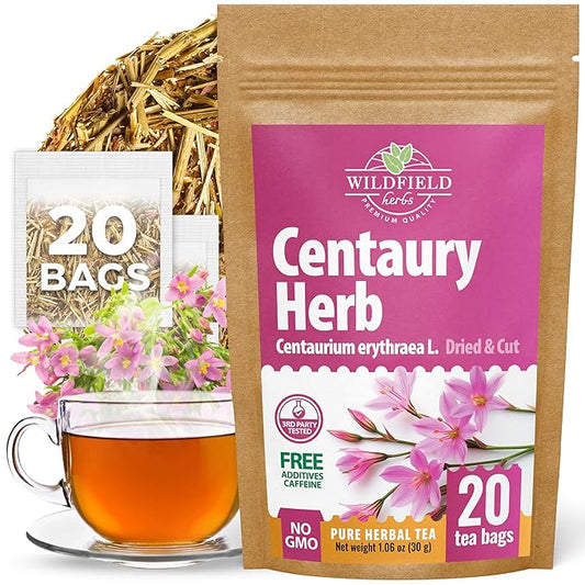 20 Bags Dried Centaury Herb Tea (Centaurii Herba) - 20 Count Centaurium Erythraea Herbal Tea