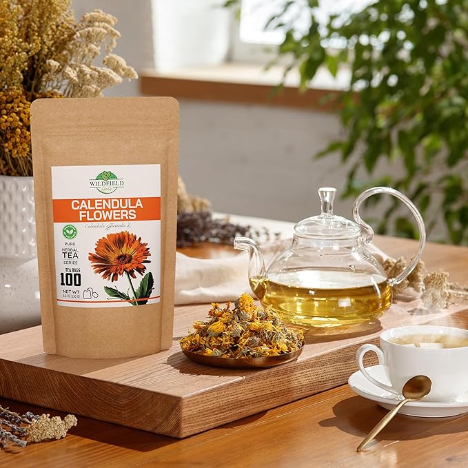 100 Bags Calendula Tea Dried Calendula Flowers Herb Tea (Caléndula Officinalis) - 100 Count 1.5 g Bags Kalendula