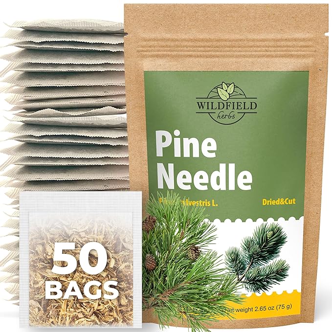 50 Bags Pine Needle Tea Dried Pine Needles Herb Tea (Pinus Koraiensis) - 50 Count 1.5g Bags Dried Needle Leaf Aguja De Pino