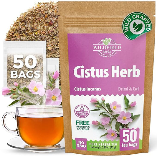 50 Bags Cistus Tea Cistus Incanus Tea Herbal (Cístus L.) - 50 Count 1.5g Herb Bags