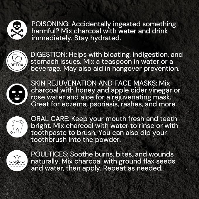 Activated Hardwood Charcoal Powder by Schizandu Vegan 100% | Supports Skin, Body, Teeth Whitening 2-Packs