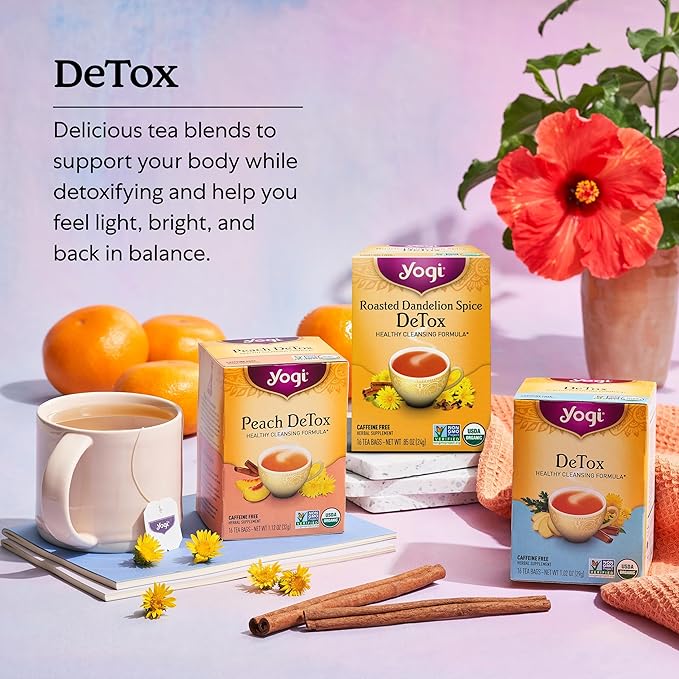Yogi Tea DeTox Tea - 16 Tea Bags per Pack (6 Packs) - Organic Detox Tea for Digestive & Circulation Support - Includes Burdock, Dandelion, Ginger Root, Black Pepper, Cardamom & Juniper Berry