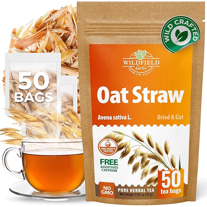 50 Bags Oatstraw Tea Oat Straw Herb Tea (Avena Sativa L.) - 50 Count 1.5g Bags Oat Straw Loose Leaf Herb Hierba De Paja De Avena