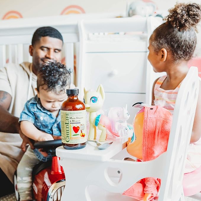 CHILDLIFE ESSENTIALS Kids Multivitamin & Mineral - Kids Vitamins, Liquid Multivitamin for Kids, Toddler Multivitamins, Liquid Vitamins, Baby Multivitamin - Natural Orange & Mango, 8 Fl Oz (Pack of 4)