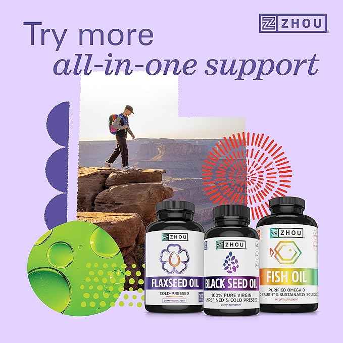 Zhou Organic Black Seed Oil - Black Cumin Seed Oil Cold Pressed, Nigella Sativa, Pure Unrefined Blackseed Liquid, Premium Supplement for Health with Thymoquinone, Omega 3 6 9 - 8 Fl Oz (Pack of 1)