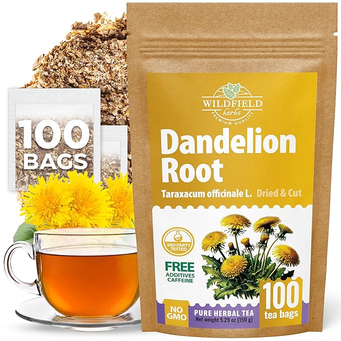 100 Bags Dandelion Root Tea Dandelion Tea Herbal (Taraxacum Officinale) - 100 Count 1.5g Bags Dried Herb Raíz De Diente De León
