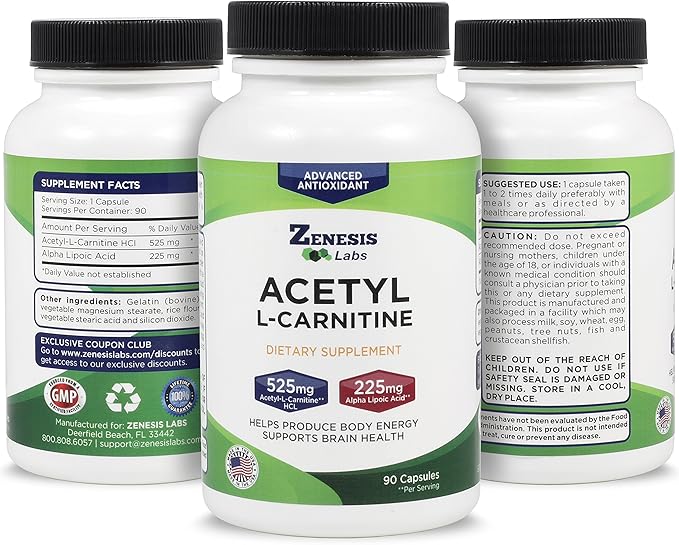 Zenesis Labs Acetyl L-Carnitine with Alpha Lipoic Acid - 90 Capsules