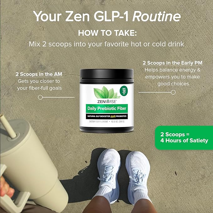 Zenwise Health ZenGLP-1, Natural GLP-1 with Metabolic Probiotics to Help Control Hunger & Cravings and Support Digestive Health - GLP-1 Supplement Support for Women & Men - 30-Day Serving