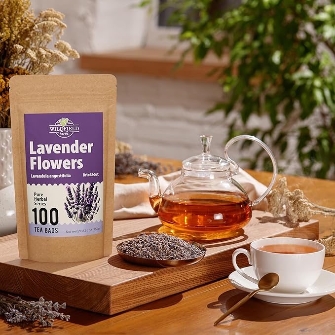 100 Bags Lavender Herb Lavender Buds Herbal Tea (Lavandula Angustifolia) - 100 Count 1.5g Bags Flowers Dried Tea Flores De Lavanda