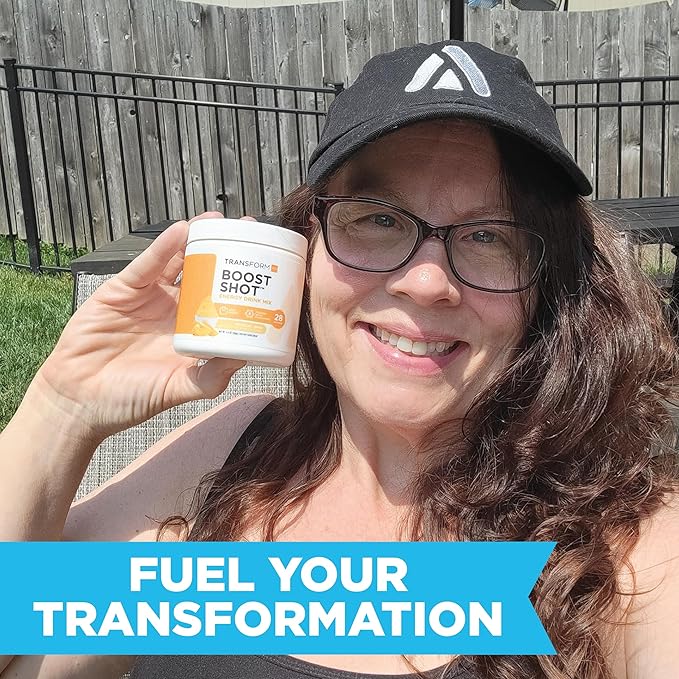 TransformHQ Energy & Focus Powder (Blue Raspberry) - Boost Shot Clean Energy Drink Mix - Sugar Free - Non-GMO, Gluten-Free - 28 Servings
