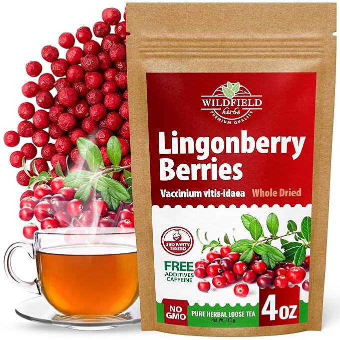 4 oz. Cowberry Lingonberry Whole Berries Tea (Vaccinium vitis-idaea L) – 113g Dried Lingonberry Tea Arándano Rojo Entero Seco