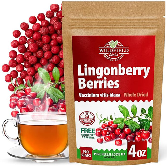 4 oz. Cowberry Lingonberry Whole Berries Tea (Vaccinium vitis-idaea L) – 113g Dried Lingonberry Tea Arándano Rojo Entero Seco