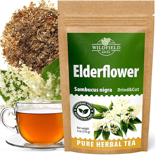 4 oz. Dried Elderflower Tea Herbal Tea (Flores Sambuci Nigrae) - 113g Elder Flower Herb Espino Blanco