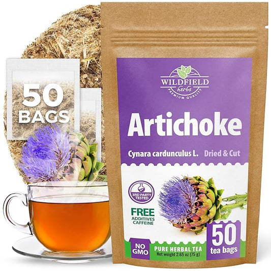50 Bags Alcachofa Artichoke Leaf Dried Artichokes Blend Herb Tea (Cynara Cardunculus) - 50 Count 2g Tea Bags Herbal Hojas De Alcachofa Seca
