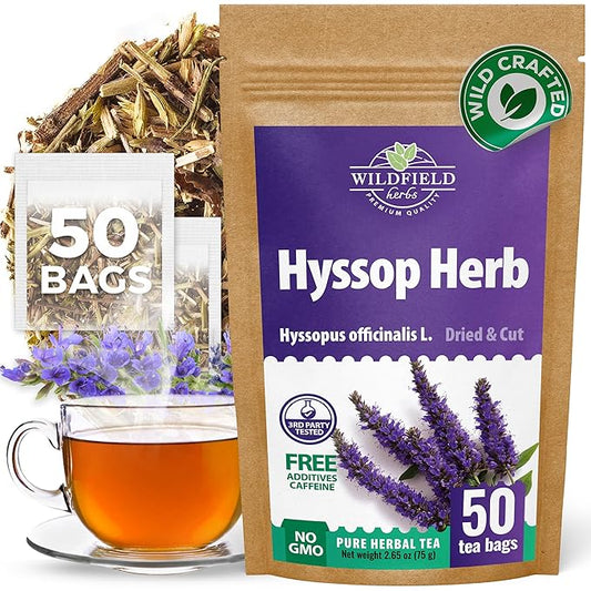50 Bags Hyssop Dried Herb Hyssop Tea Herbal (Hyssópus Officinális) - 50 Count 1.5 g Tea Bag Herb Hyssops Hissop Hysopp Hisopo