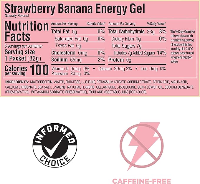 GU Energy Original Sports Nutrition Energy Gel, 8-Count, Strawberry Banana