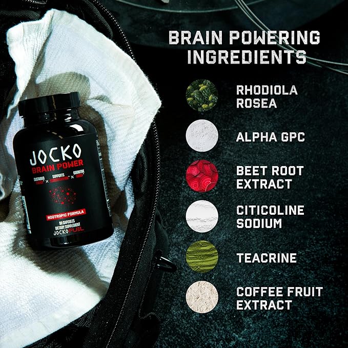 Jocko Fuel Brain Power - Nootropic Dietary Supplements for Memory & Focus wiht L Theanine, L Carnitine- Energy & Focus Supplement (90 Capsules)